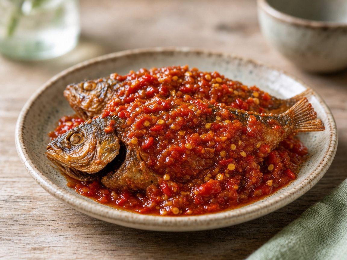Balado Fish — plated and ready to serve