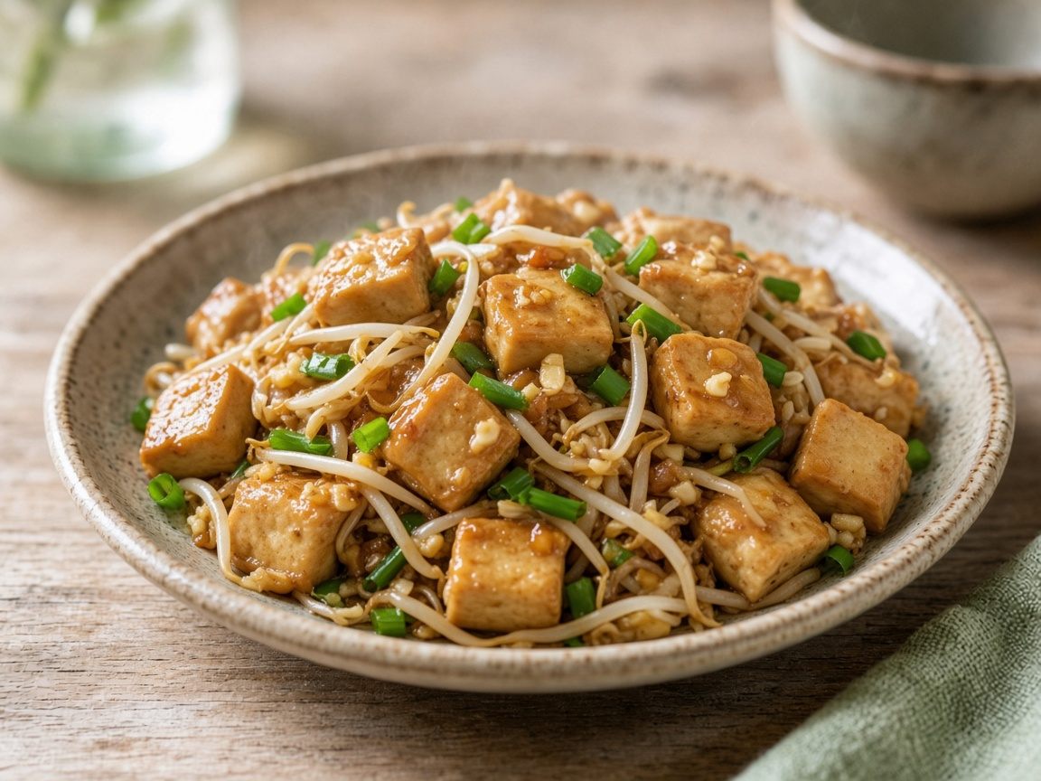 Tumis Tahu Taoge — plated and ready to serve